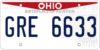 OH license plate GRE6633