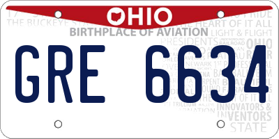 OH license plate GRE6634