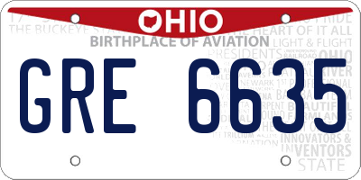 OH license plate GRE6635
