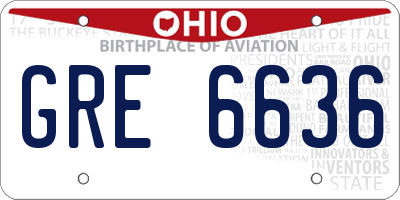 OH license plate GRE6636