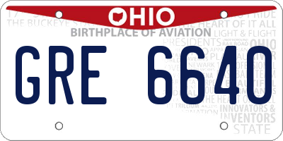 OH license plate GRE6640