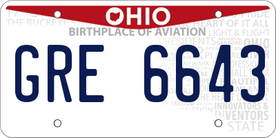 OH license plate GRE6643