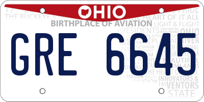 OH license plate GRE6645
