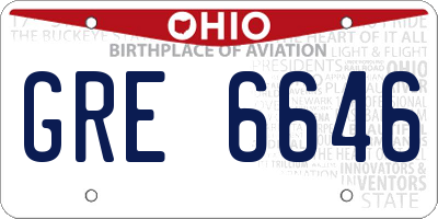 OH license plate GRE6646