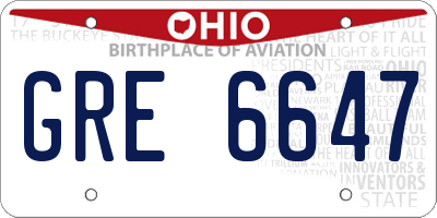 OH license plate GRE6647
