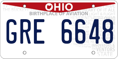 OH license plate GRE6648