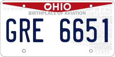 OH license plate GRE6651