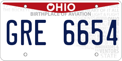 OH license plate GRE6654