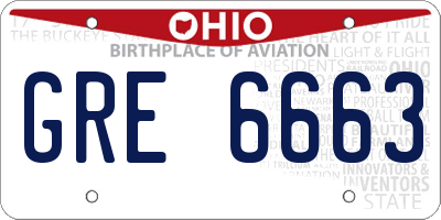 OH license plate GRE6663