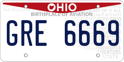 OH license plate GRE6669