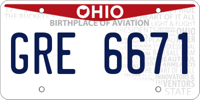 OH license plate GRE6671