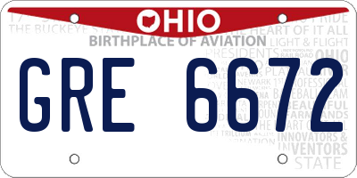 OH license plate GRE6672