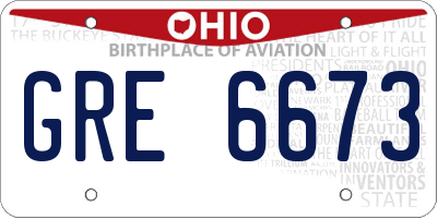 OH license plate GRE6673