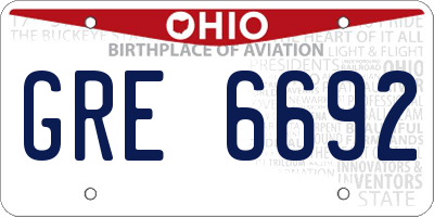 OH license plate GRE6692
