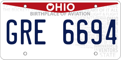 OH license plate GRE6694