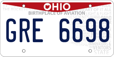 OH license plate GRE6698