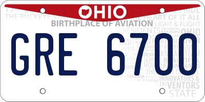 OH license plate GRE6700