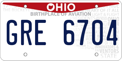 OH license plate GRE6704