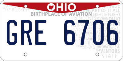 OH license plate GRE6706