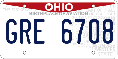 OH license plate GRE6708