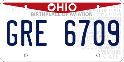 OH license plate GRE6709