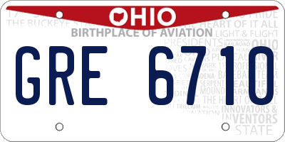 OH license plate GRE6710