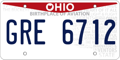 OH license plate GRE6712