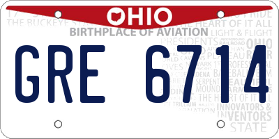 OH license plate GRE6714