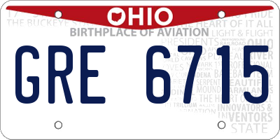 OH license plate GRE6715
