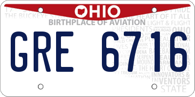 OH license plate GRE6716