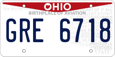 OH license plate GRE6718