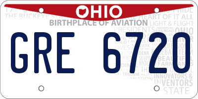 OH license plate GRE6720