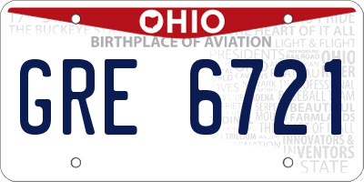 OH license plate GRE6721