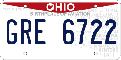 OH license plate GRE6722