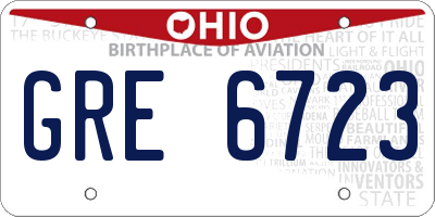 OH license plate GRE6723