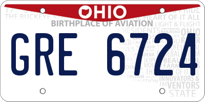 OH license plate GRE6724