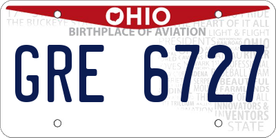 OH license plate GRE6727