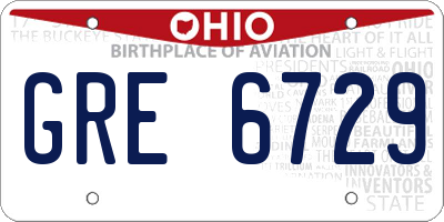 OH license plate GRE6729