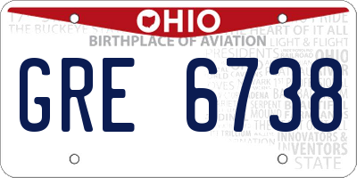 OH license plate GRE6738