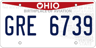 OH license plate GRE6739