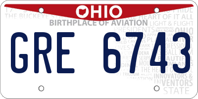 OH license plate GRE6743