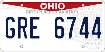OH license plate GRE6744
