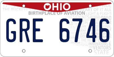 OH license plate GRE6746