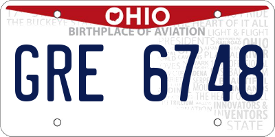 OH license plate GRE6748