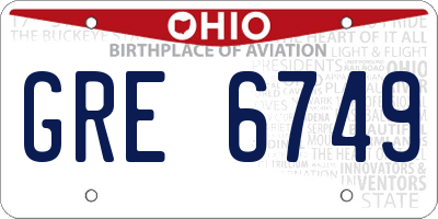 OH license plate GRE6749