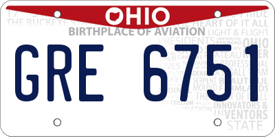 OH license plate GRE6751