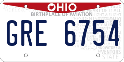 OH license plate GRE6754