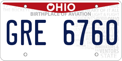 OH license plate GRE6760