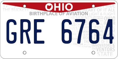 OH license plate GRE6764