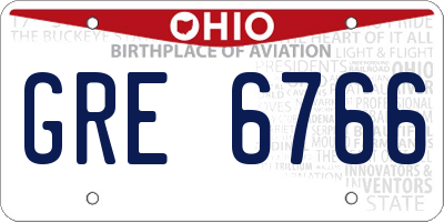 OH license plate GRE6766